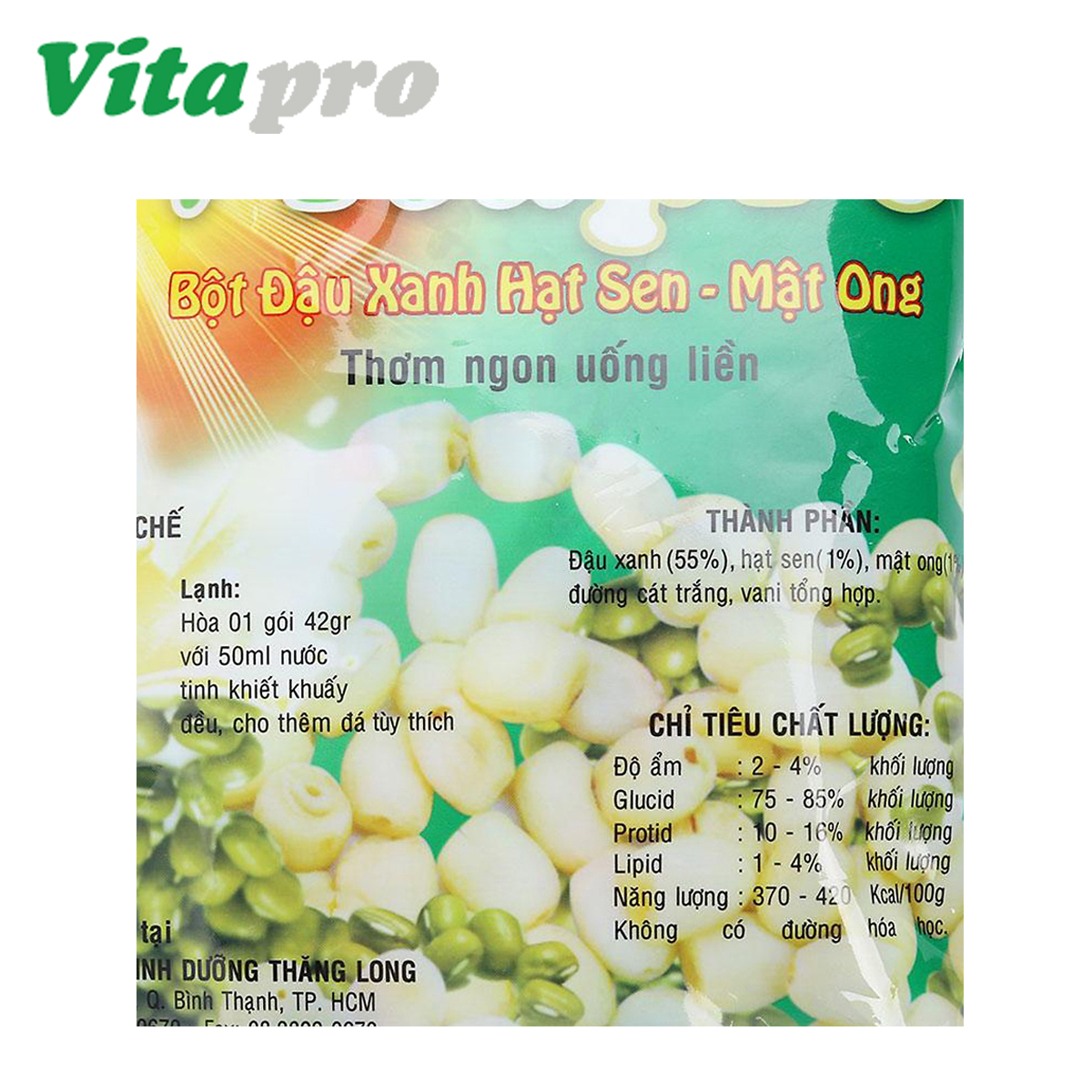 BỘT ĐẬU XANH HẠT SEN MẬT ONG VITAPRO