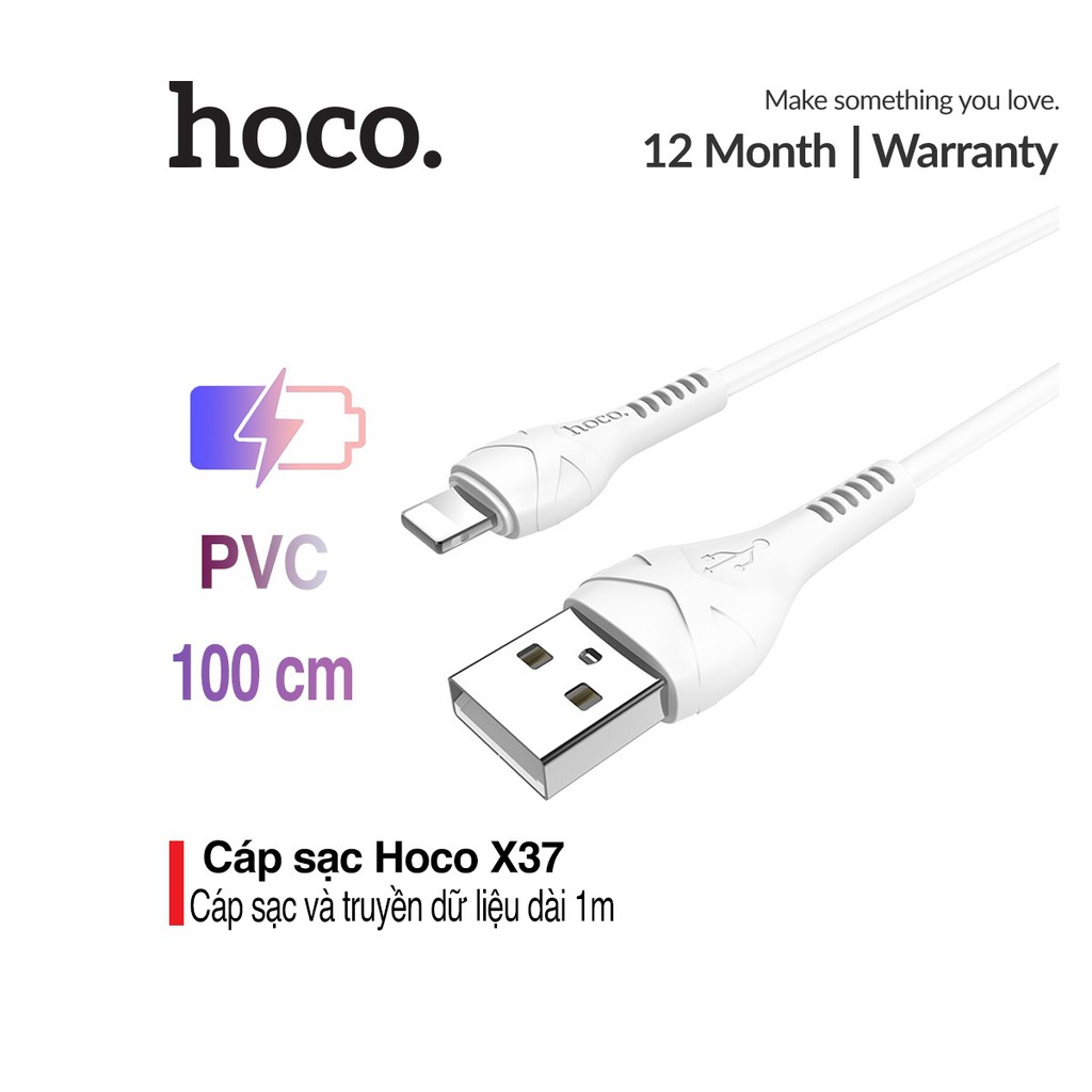 Cáp sạc nhanh và truyền dữ liệu TypeC Lightning Micro Hoco X37 sạc nhanh 3.0A Max dài 1m
