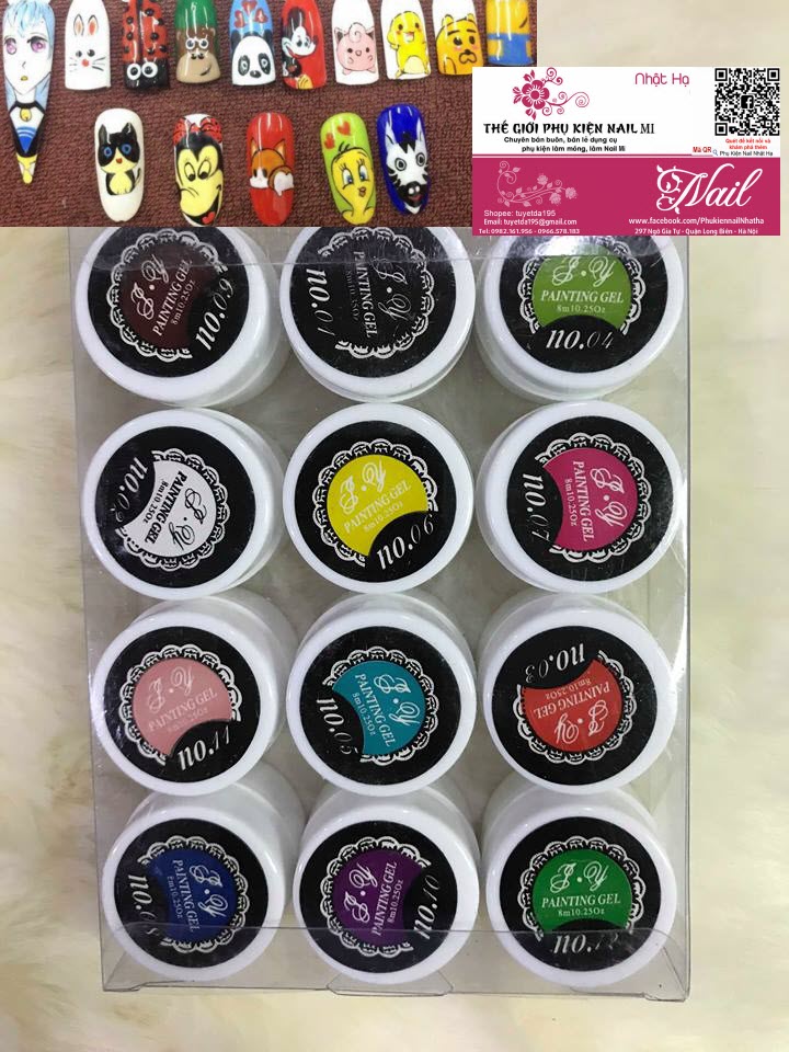Sét gel vẽ 12 màu cực đẹp, dễ vẽ đậm đặc, màu loang đẹp