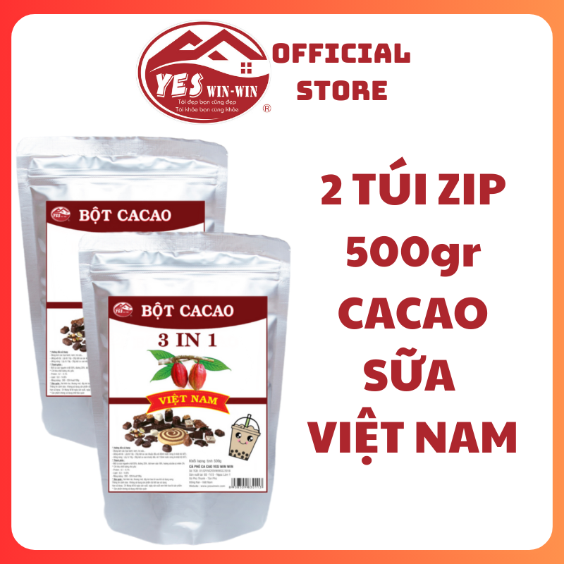 1kg bột cacao sữa tiện lợi việt nam 2 gói 500g yeswinwin
