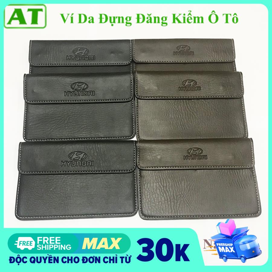 Ví Da Đựng Đăng Kiểm Giấy Tờ Ô Tô Xe Hơi Logo Hãng Hyundai Sang Trọng