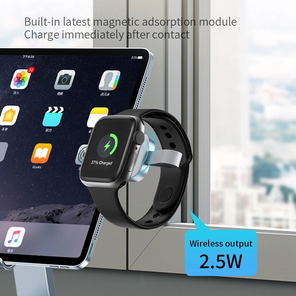 Dock đế sạc không dây magnetic sạc nhanh 2.5W hỗ trợ sạc MFI cho Apple Watch series 1 / 2 / 3 / 4 / 5 / 6 / 7 / 8 / SE / watch ultra 49mm đầu USB Cm / Type C hiệu Wiwu M16 Pro sạc được cho Apple Watch tất cả phiên bản - Phân phối bởi Hotphukien