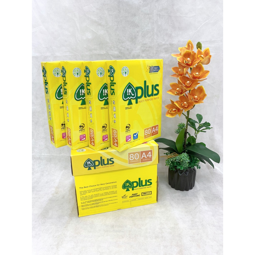 [CHÍNH HÃNG] Giấy in, giấy photo IK plus A4, Định lượng 80g/m2 (500 tờ/1 ram)