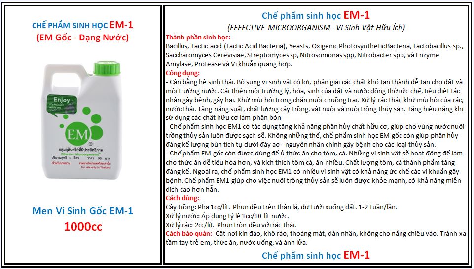 Chế Phẩm Sinh Học EM1 Thái Lan - Bình 1 lít