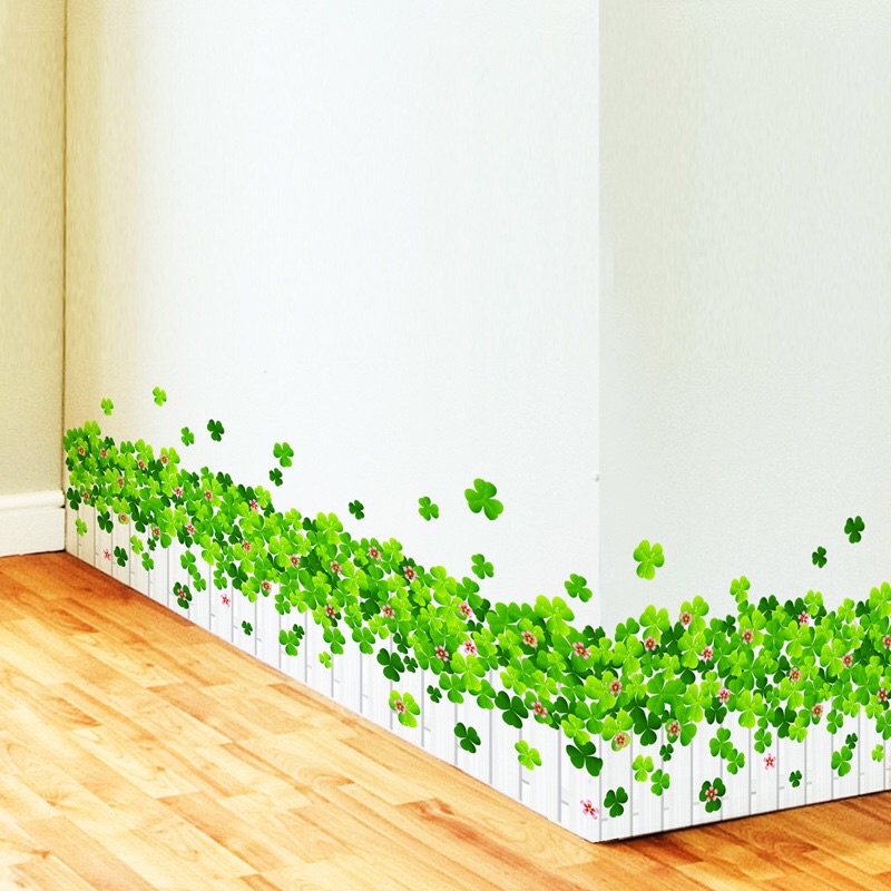 decal dán chân tường cỏ bốn lá