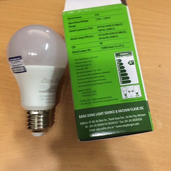Bóng đèn led búp RẠNG ĐÔNG 9W Model A60N1/9W