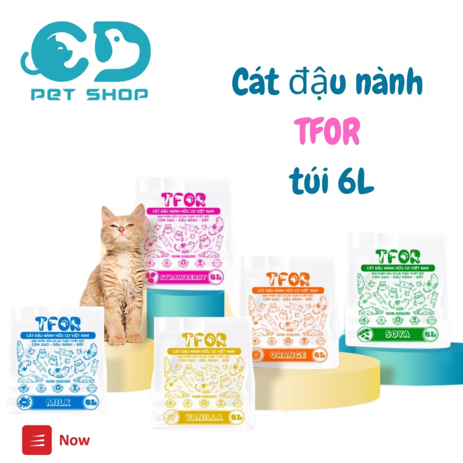 Cát đậu nành TFOR | Túi 6L~ 2.3KG | Cát vệ sinh cho mèo chiết xuất từ đậu nành an toàn cho mèo, xuất xứ Việt Nam