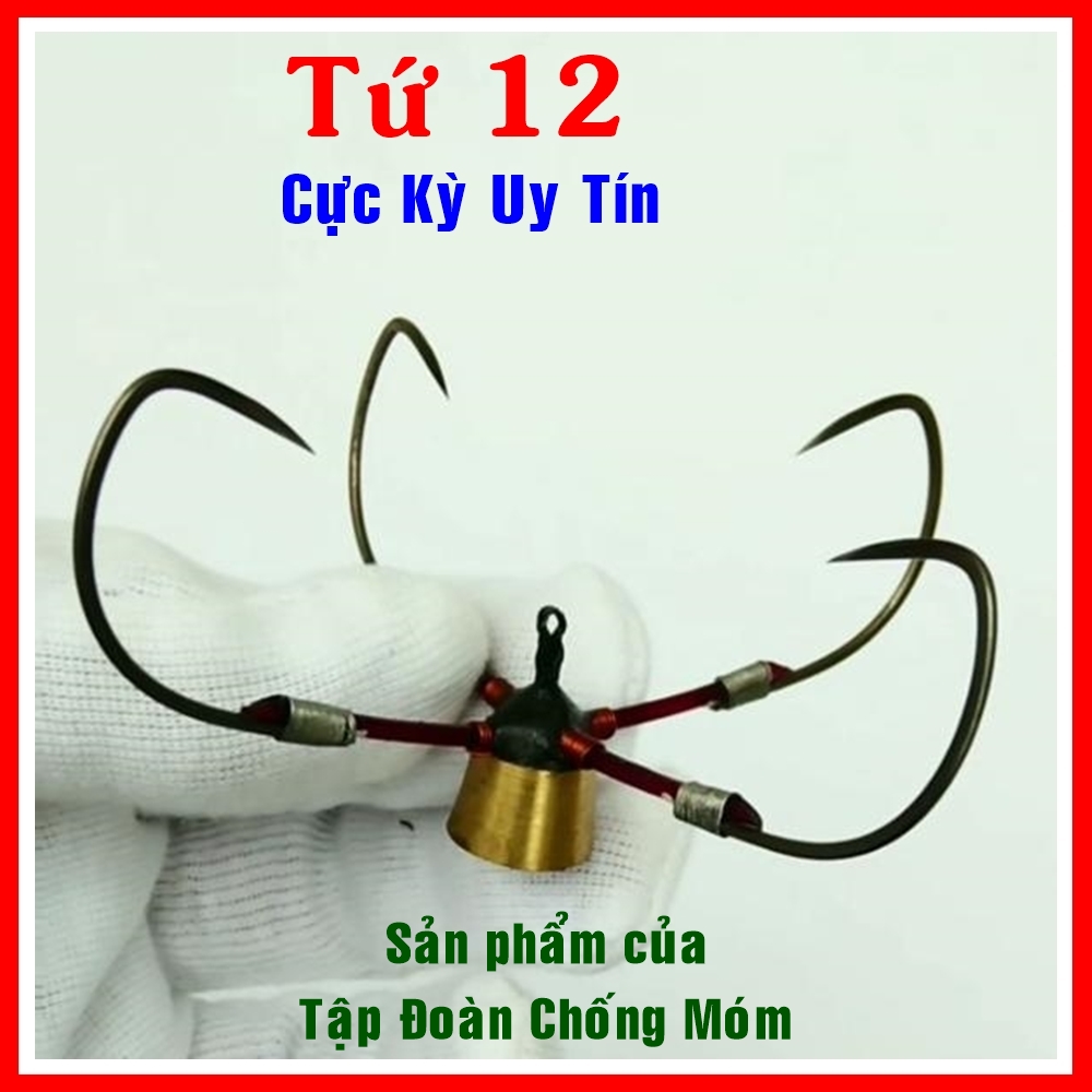 Lưỡi câu cá Tứ 12. Thép C70 siêu cứng. Chuyên dùng săn hugo. Lưỡi câu lục, lưỡi câu chạm, lưỡi tam, lưỡi tứ