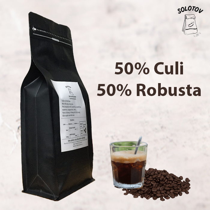 [CÀ PHÊ HẠT RANG MỘC] Cà phê Culi Robusta rang mộc - SoloTov Coffee (Thành phần 50% Culi và 50% Robusta)
