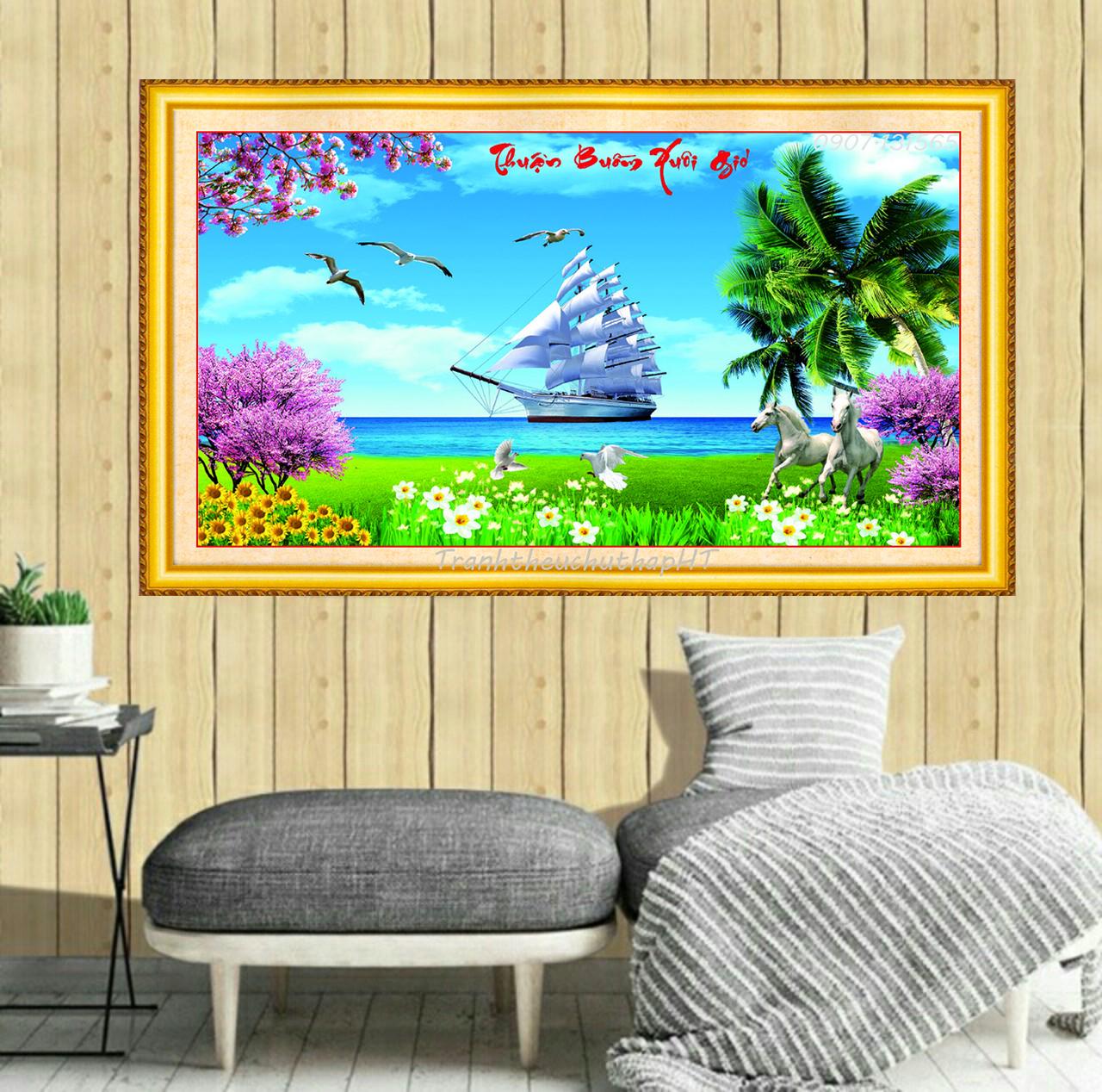 [HCM]Tranh đính đá thuận buồm xuôi gió VS134 – Tự đính