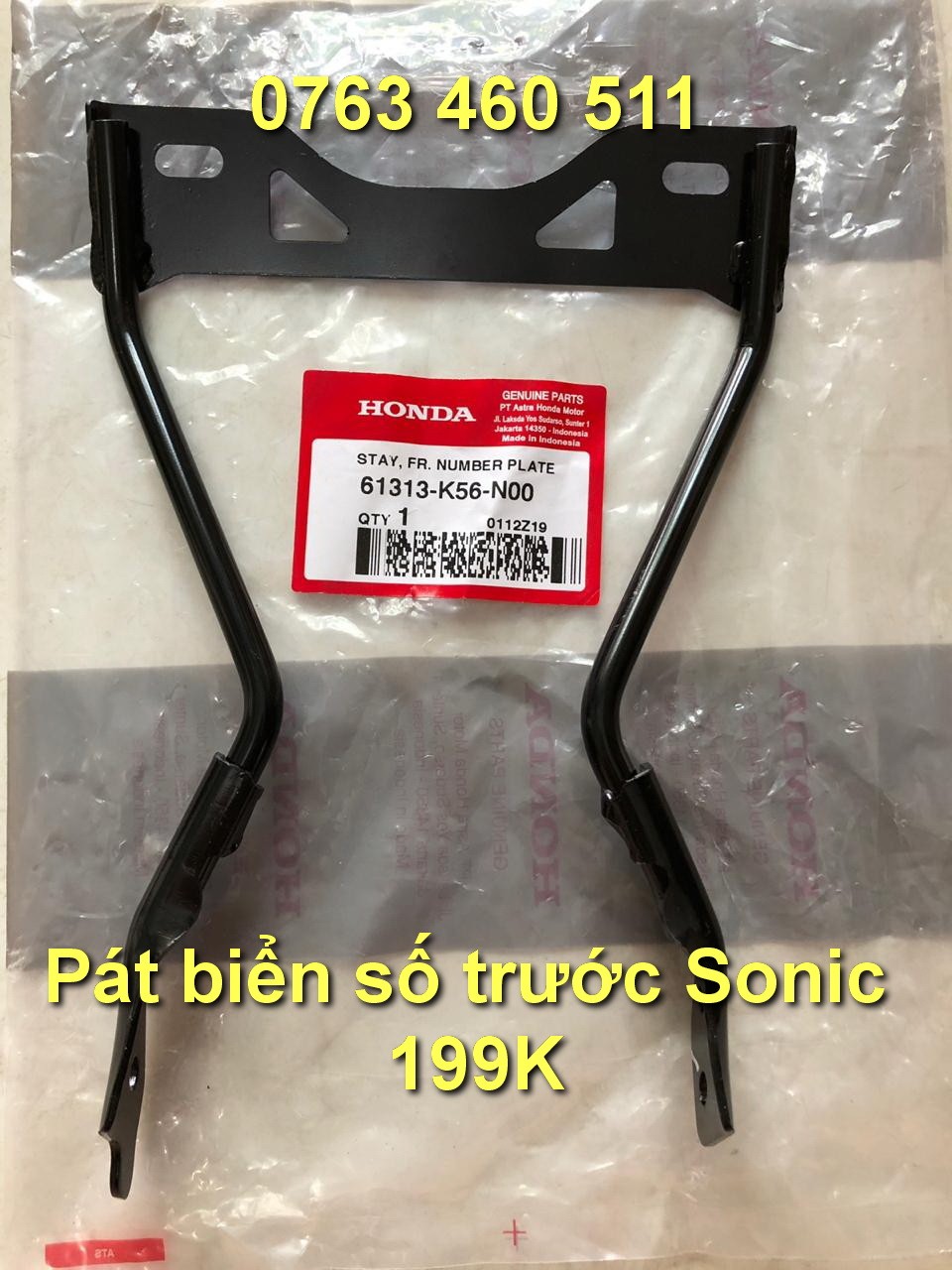 Pát biển số trước Sonic
