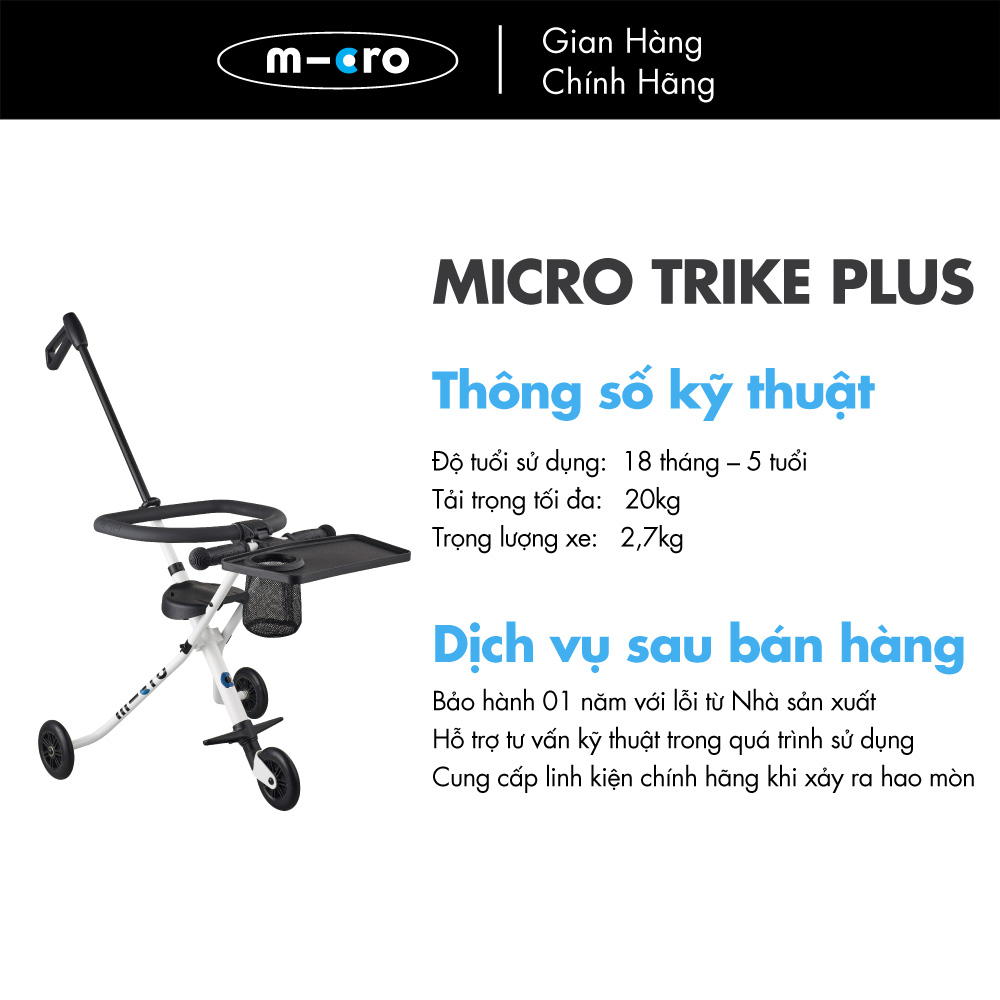 Xe đẩy gấp gọn cho bé Micro Trike Plus (phiên bản có vòng bảo vệ)