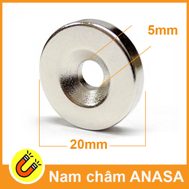 Round Magnet 20X5 with 5mm Holes, Strong Magnetism N35
