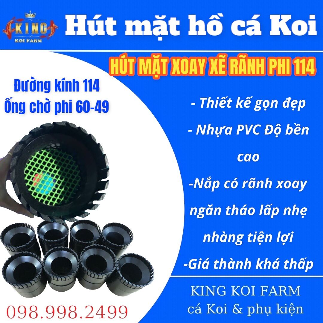Hút mặt hồ cá Koi kẽ rãnh,xoay 360