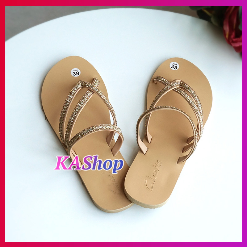 Dép kẹp xỏ ngón quai chéo đính đá lung linh