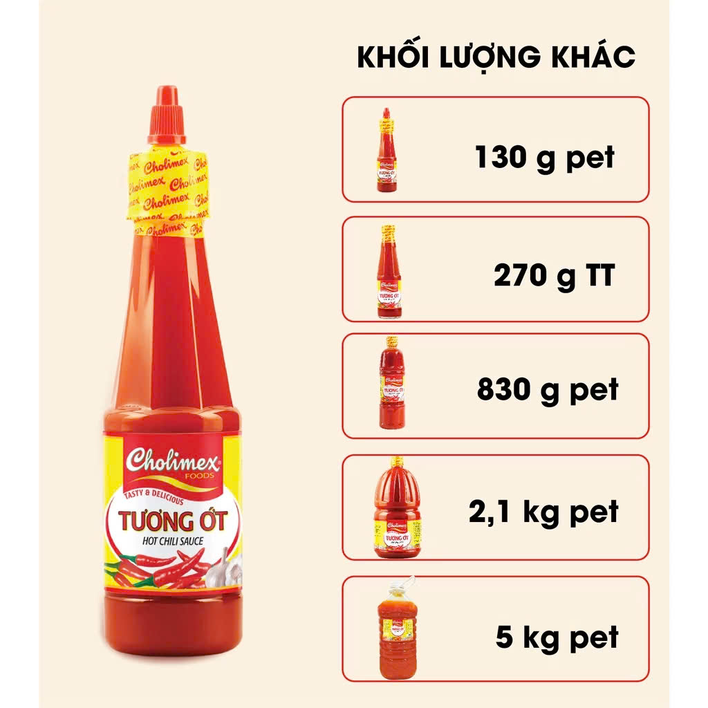 Combo 2 chai tương ớt Cholimex chai pet 270g