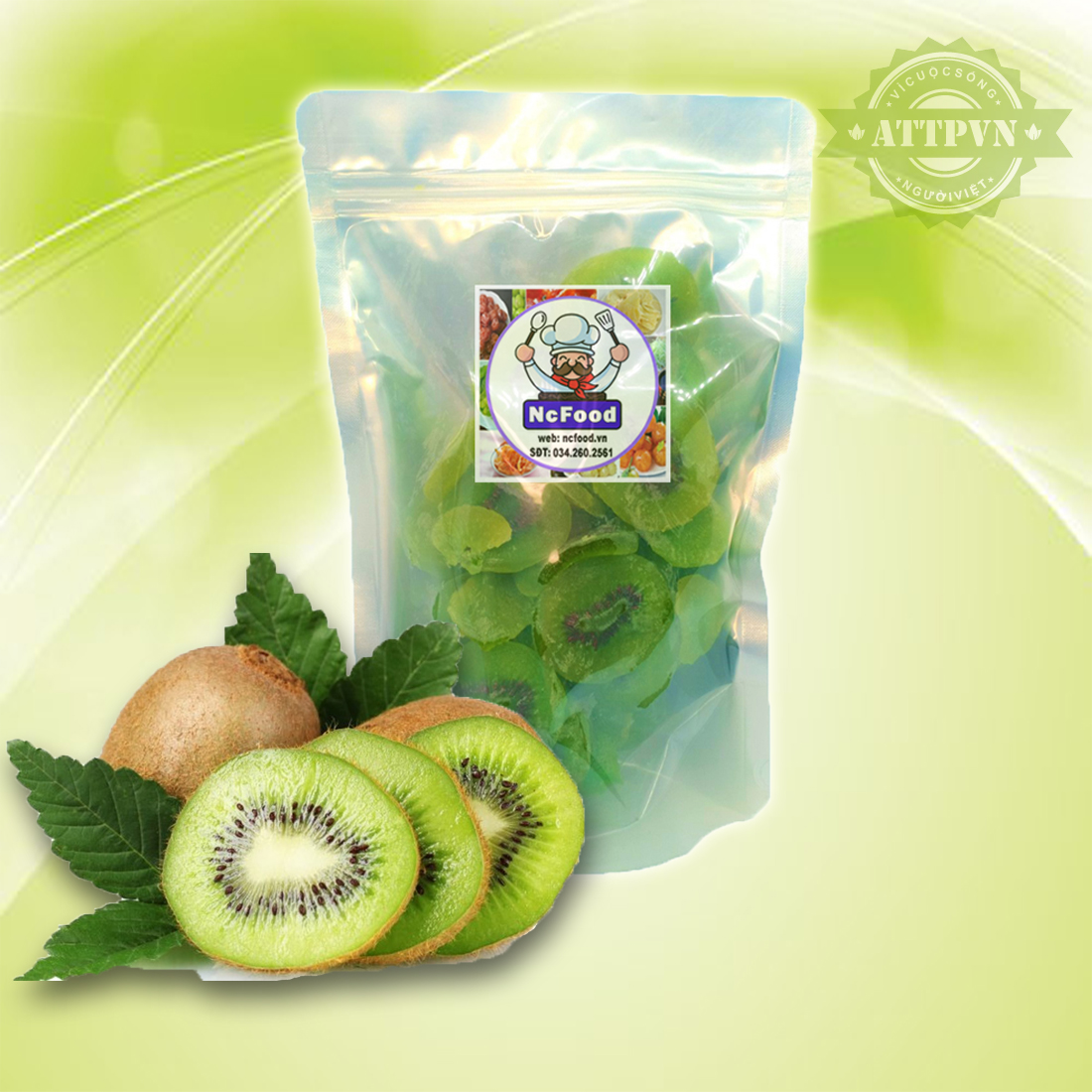 1Kg (2 Gói) Kiwi Sấy Dẻo Loại Ngon (NCFOOD)