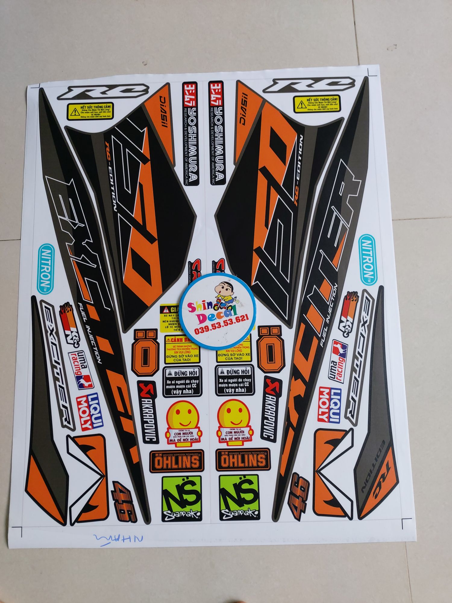 Tem exciter 150 cam đen nhám