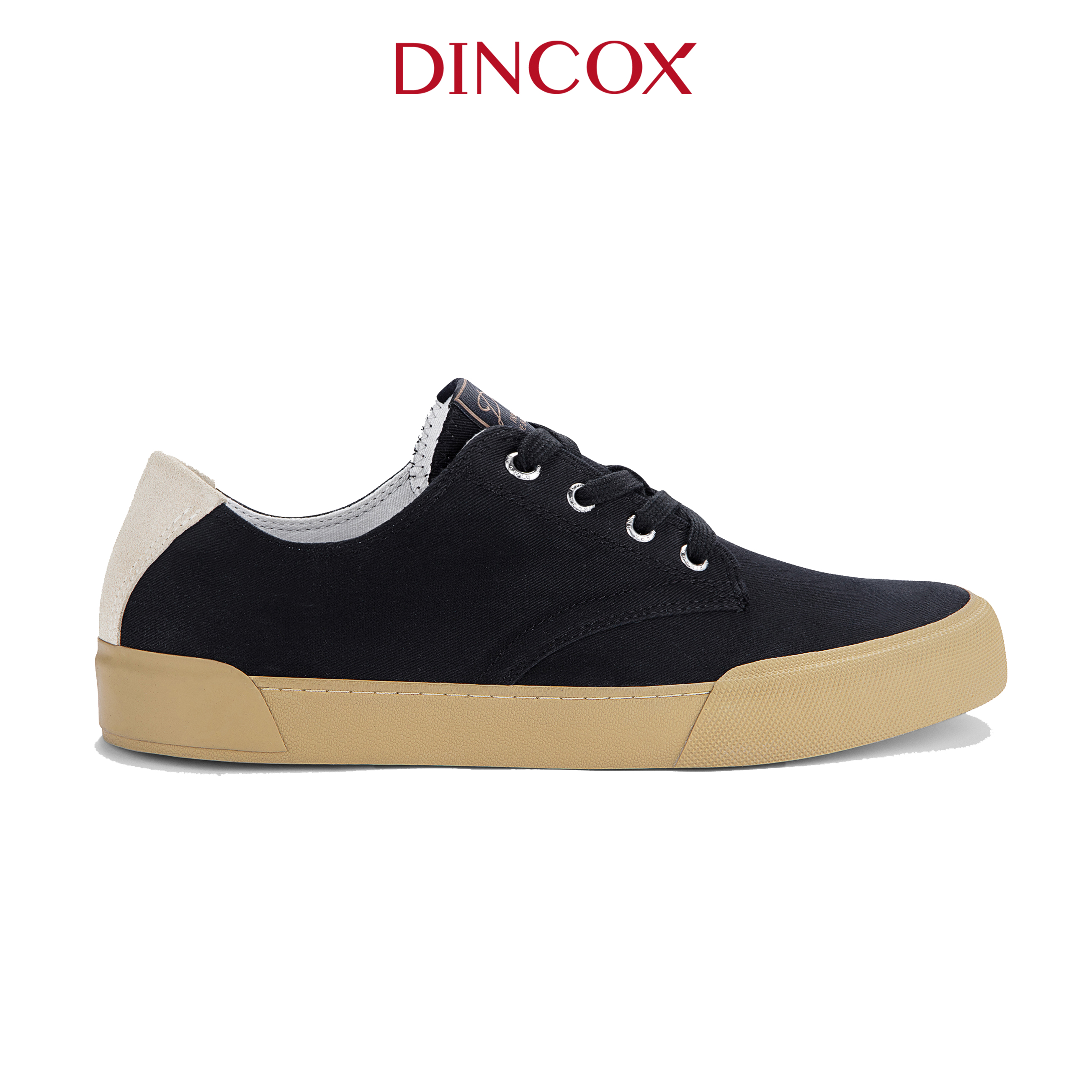 Giày Sneaker Vải Canvas Nam Nữ E22 Black Thanh Lịch Dincox