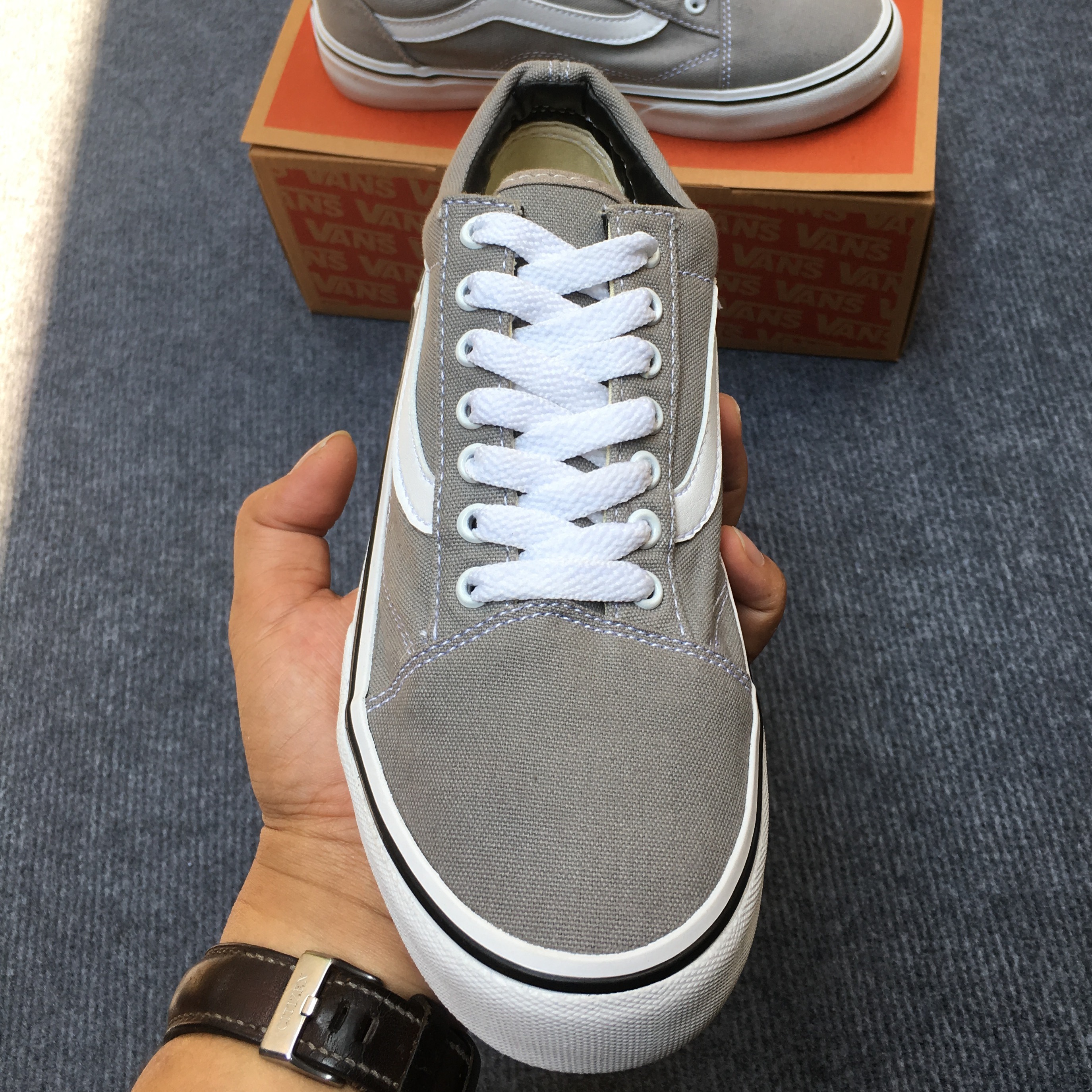 [ TẶNG HỘP ] giày thể thao nam nữ vans old skool xám