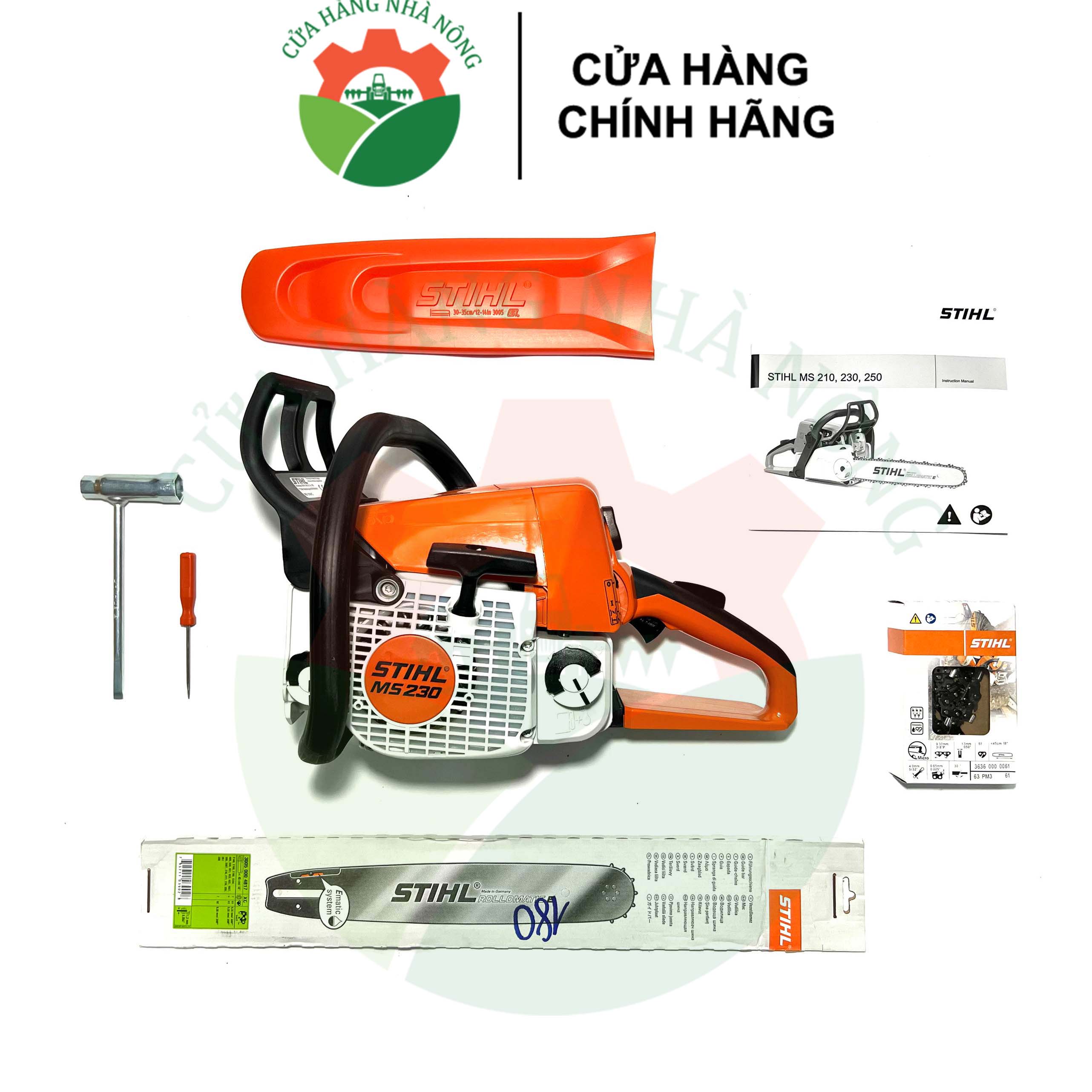 [TẶNG 3 CHAI NHỚT KAVI MALAYSIA 200ML] Máy cưa xích STIHL MS 230 chính hãng (Đã bao gồm sên lam + Khuyến mãi)