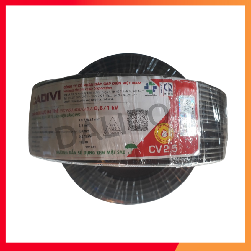 [ Cadivi] dây đơn 1.5/ 2.5/3.5/ 4.0 màu đen ( cuộn 100M).