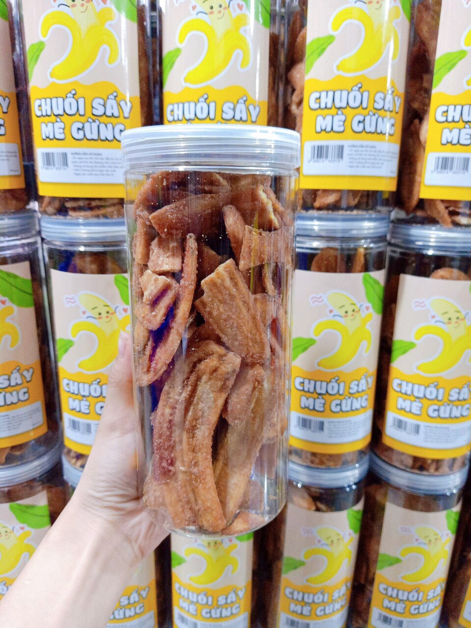 Chuối sấy mè gừng hũ pet
