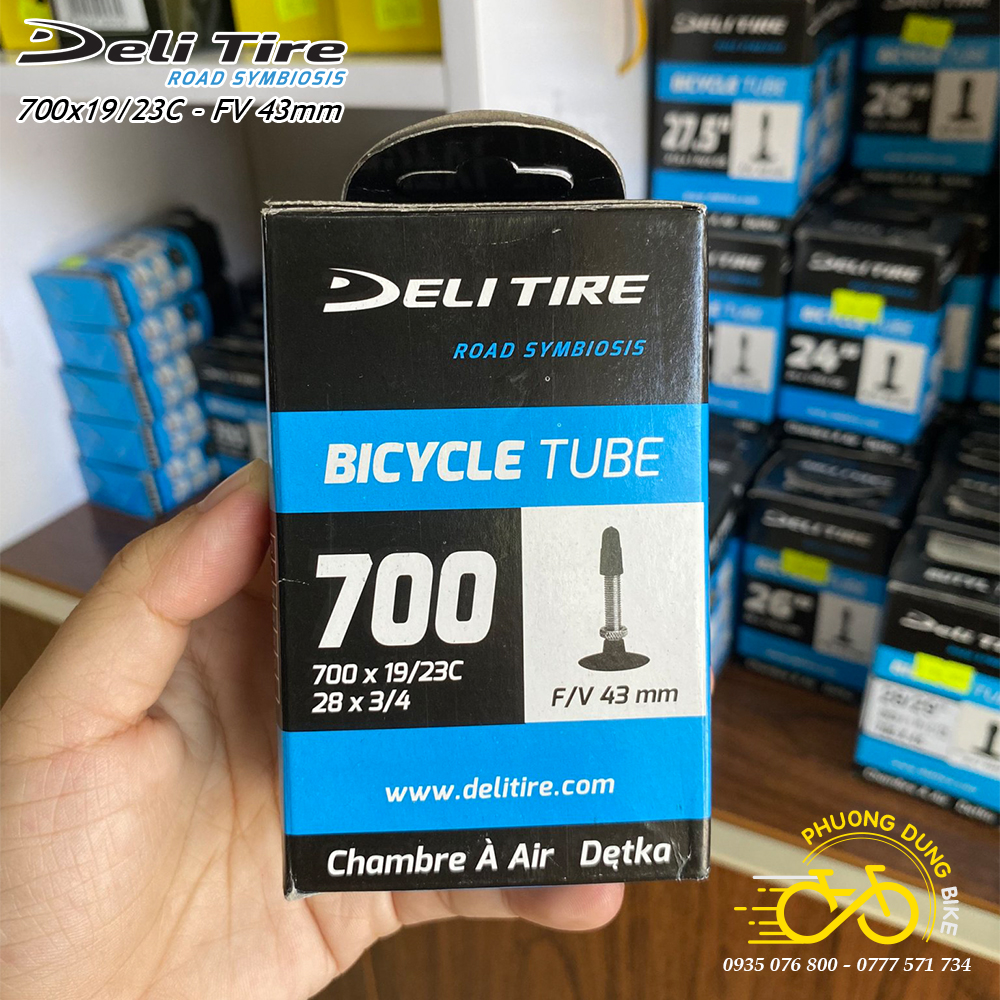 Ruột xe đạp deli tire 700x19-23c 43mm van pháp - van xe đạp