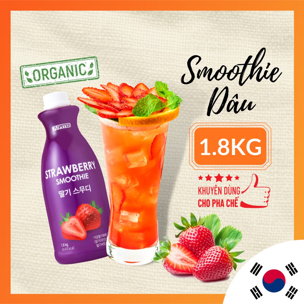 Smoothie Dâu Strawberry làm trà trái cây, đá xay, soda thay thế Sinh tố