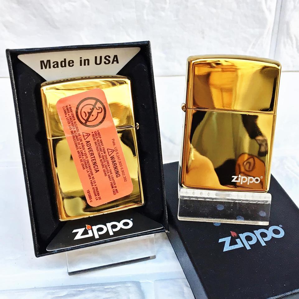 [HCM]Bật Lửa ZIPPO Mỹ (USA) Fullbox  - Trơn Bóng #Màu Vàng(Có Tem Đỏ). [KHÔNG XĂNG]