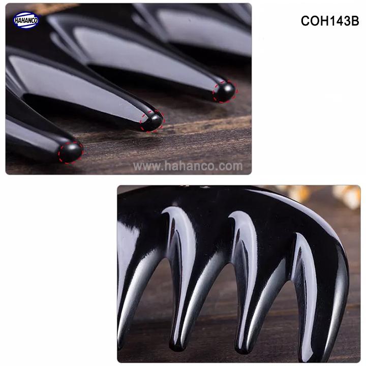 Lược sừng 5 răng đen thần thánh (Size: S - 9,5cm) Massa đầu giúp lưu thông khí huyết - Hahanco- COH143B