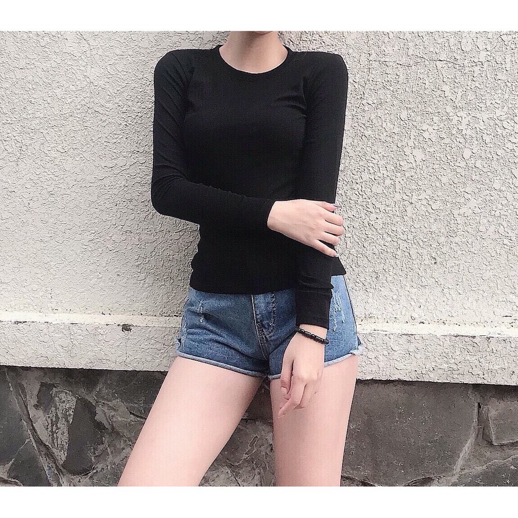 ÁO THUN NỮ CỔ TRÒN DÀI TAY CO GIÃN 4 CHIỀU