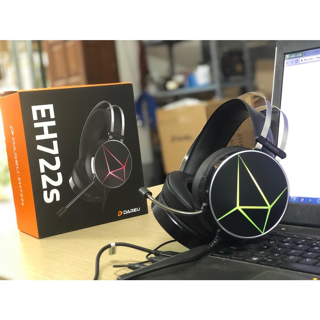 Tai nghe Gaming Dareu EH722S pink+ black [ Âm thanh vòm, Led RGB, giả lập, âm thanh 7.1 ]