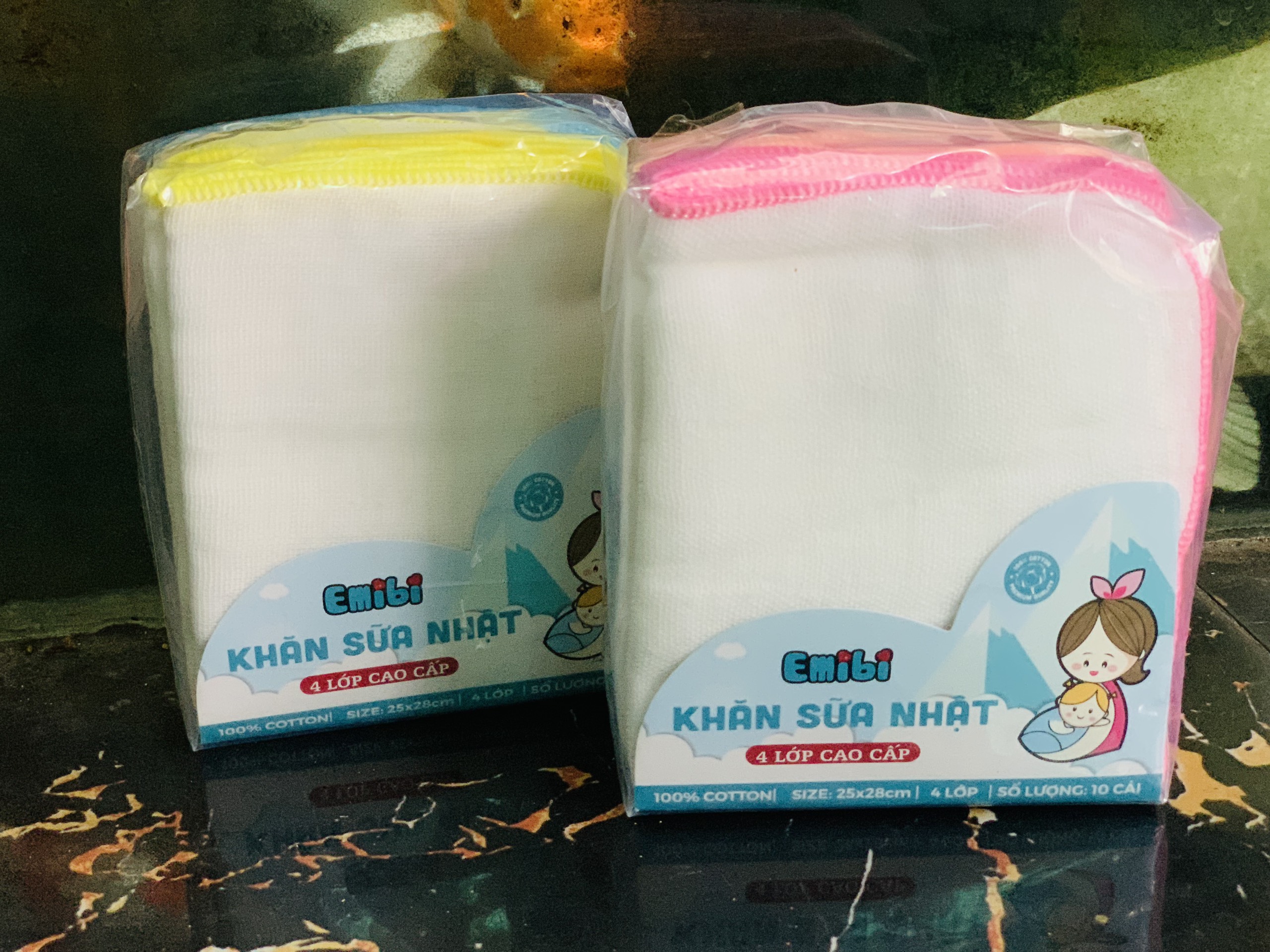 Khăn xô sữa cho bé 4 lớp gói 10 chiếc Emibi