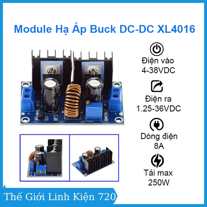 Module hạ áp buck dc-dc xl4016 vin 4-38v vout 1.25-36v 8a v1