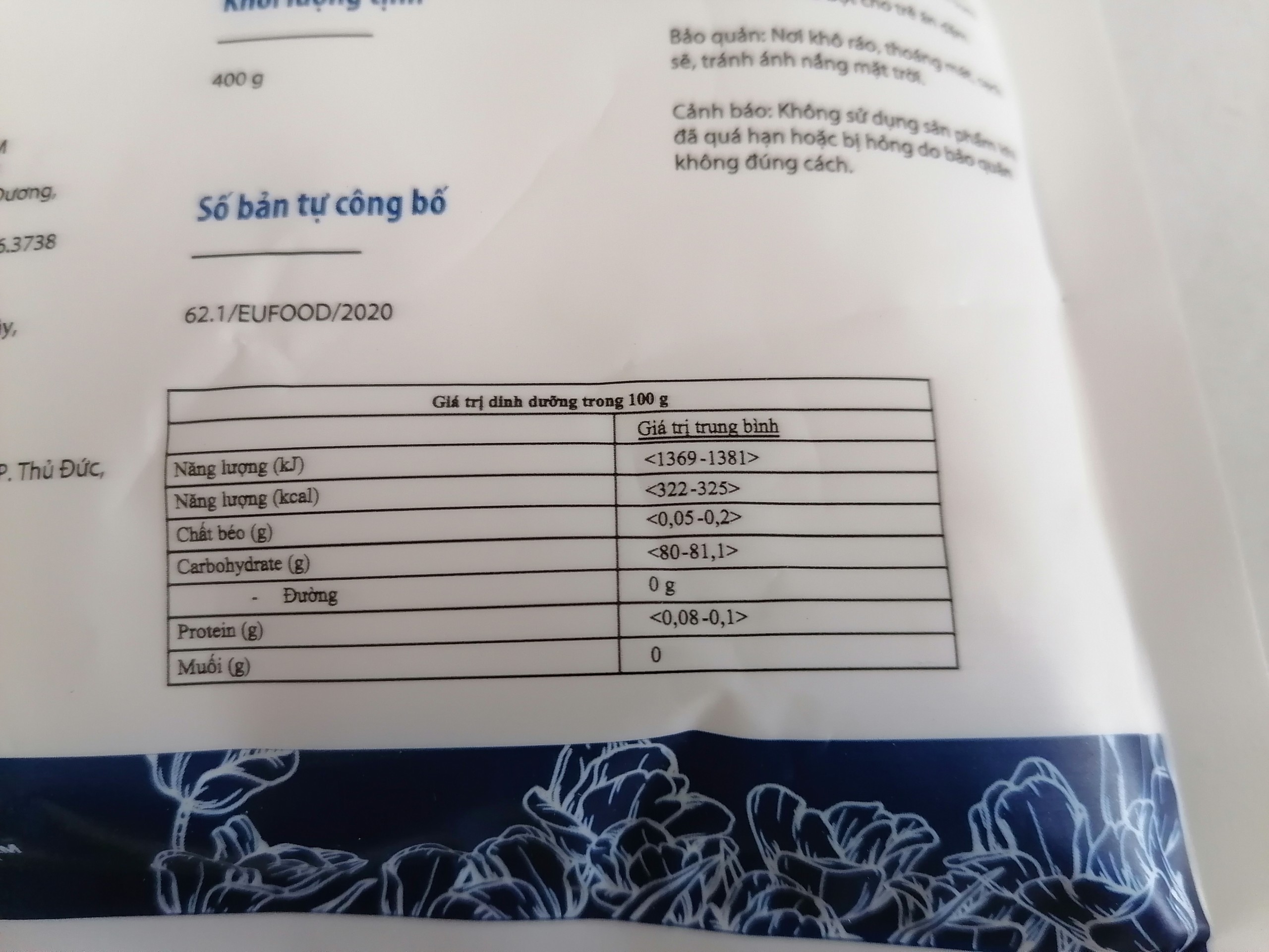 [400g] TINH BỘT KHOAI TÂY [Germany] EUFOOD Potato Starch (euf-hk)