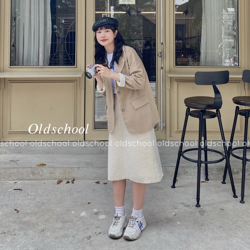 (Oldschoolcloth)ÁO BLAZER NÂU TÂY HÀN QUỐC 2 LỚP (ảnh thật/sẵn/video)