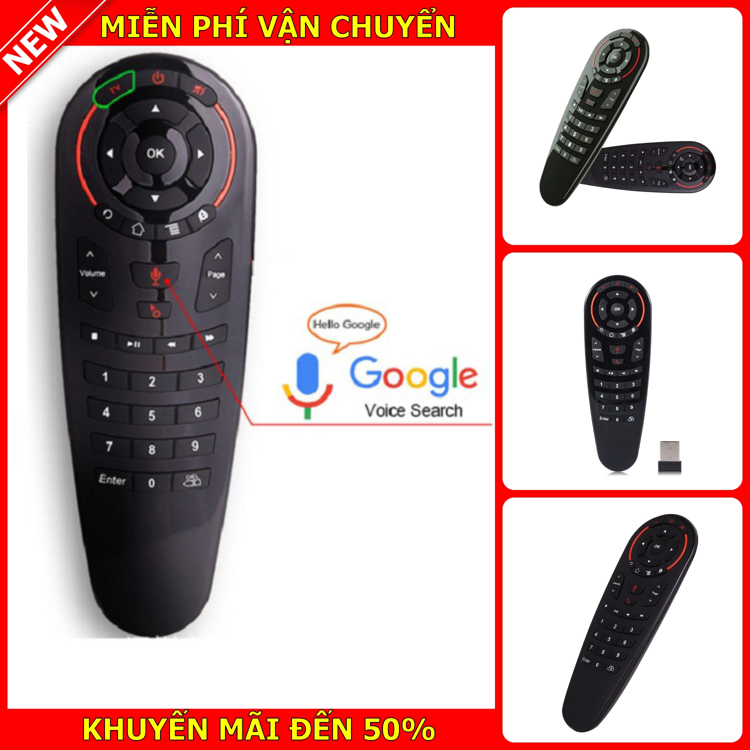 Chuột bay điều khiển tìm kiếm giọng nói Air Mouse Remote Voice T21T2 ,remote đa năng dùng cho TV thông minh ,laptop,máy tính ,sử dụng pin 3a( tặng pin) màu đen , bảo hành 12 tháng