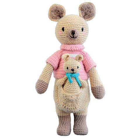 Thú bông len Bobicraft - Kangaroo đứng L - Bộ màu - Đồ chơi an toàn Quà tặng bé