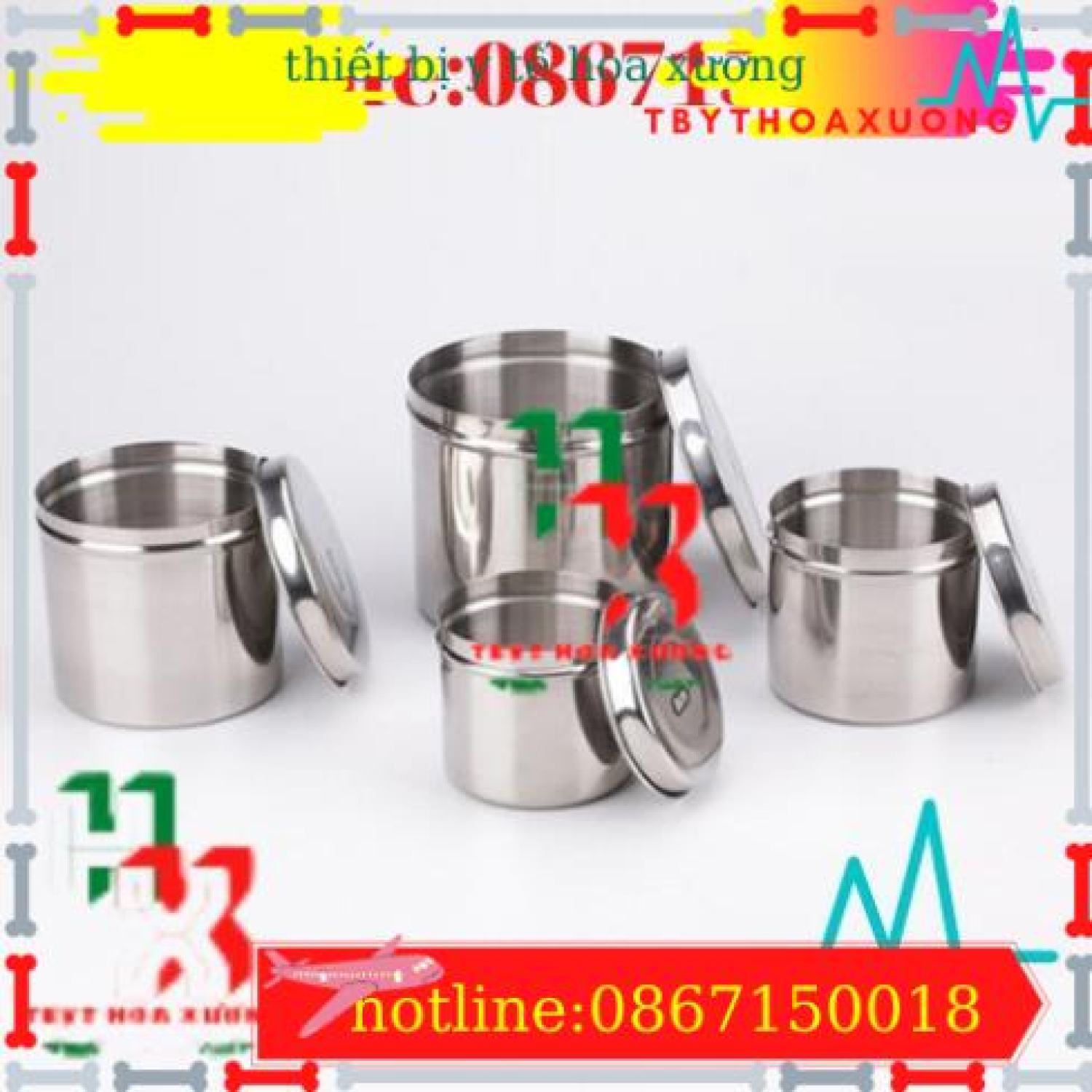 Hũ Đựng Bông Cồn Y Tế- Inox 304