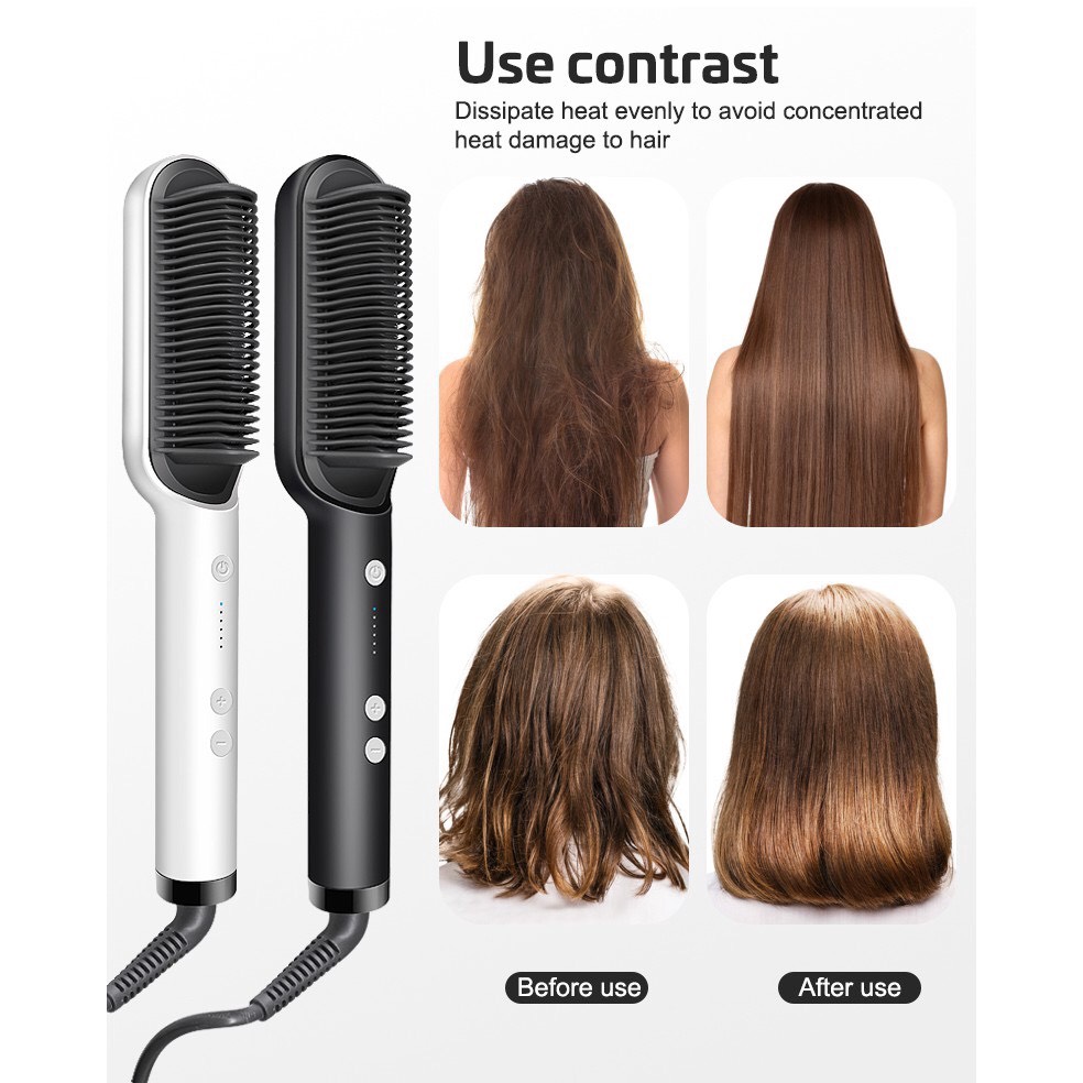Lược điện chải định hình tóc Straight làm thẳng tóc, uốn tóc nhanh chóng