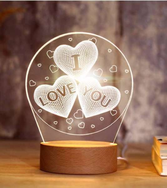 Đèn ngủ 3D hình trái tim I LOVE YOU - HOME DECOR