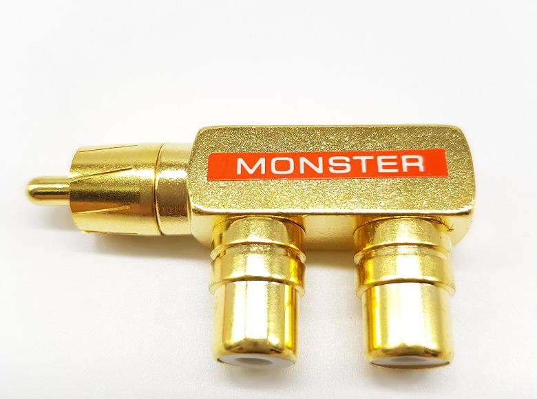 Đầu jack chia AV/RCA/Video 1 ra 2 Monster (Vuông góc - 1 chiếc)