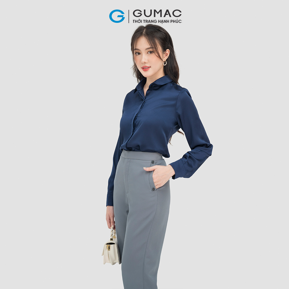 Áo sơ mi nữ GUMAC AC07028 , Áo sơ mi công sở chất liệu Lụa thoáng mát