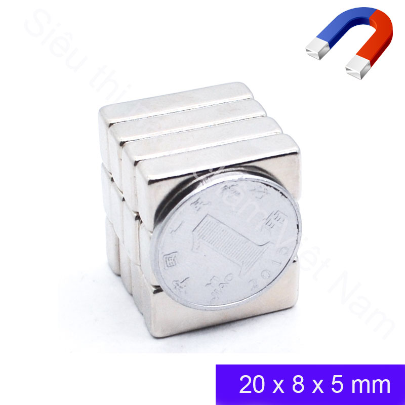 Nam châm hình chữ nhật 20x8x5mm (set 5v), nam châm vĩnh cửu siêu tiện dụng