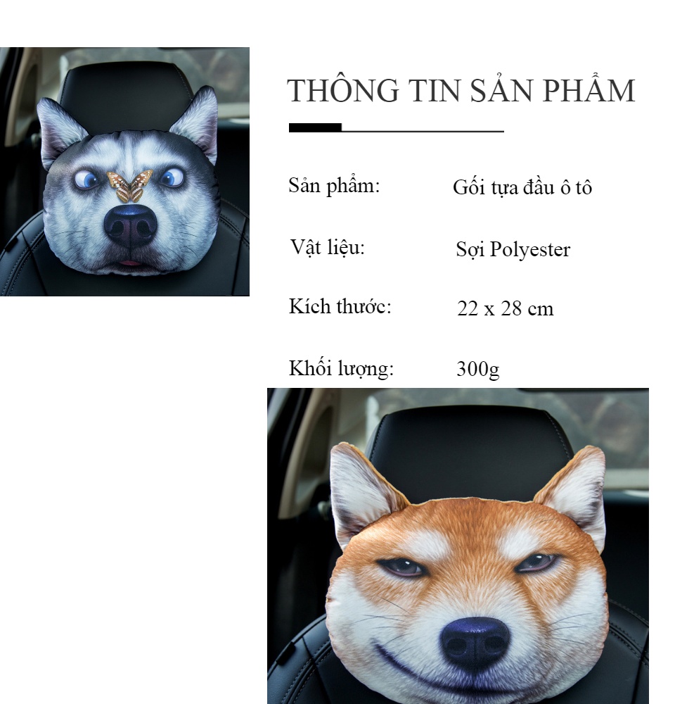 [HCM]Gối tựa đầu xe hơi hình thú 3D