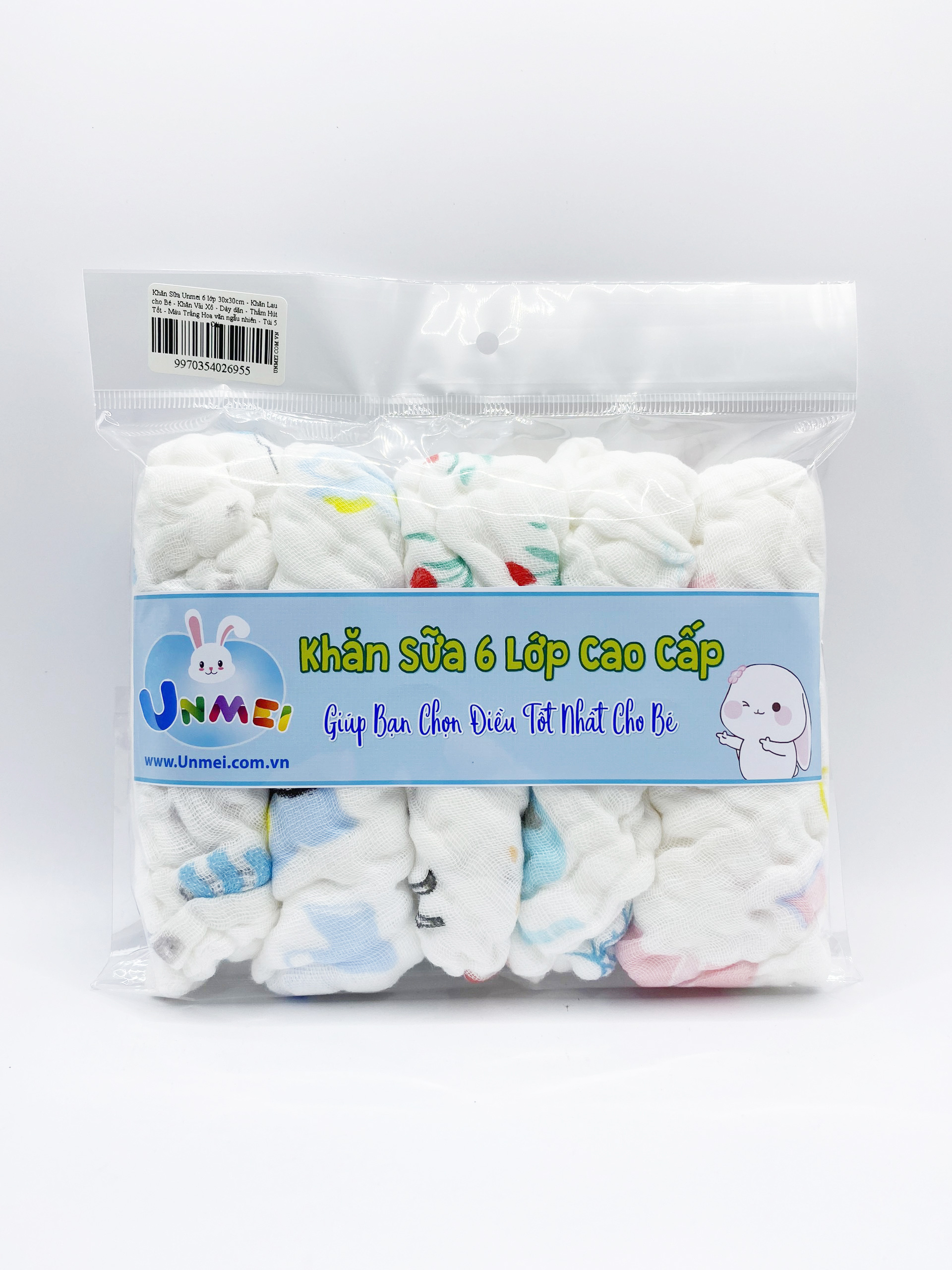 Khăn xô nhăn 6 lớp Unmei 100% cotton siêu mềm, khăn rửa mặt cho bé hàng xuất khẩu