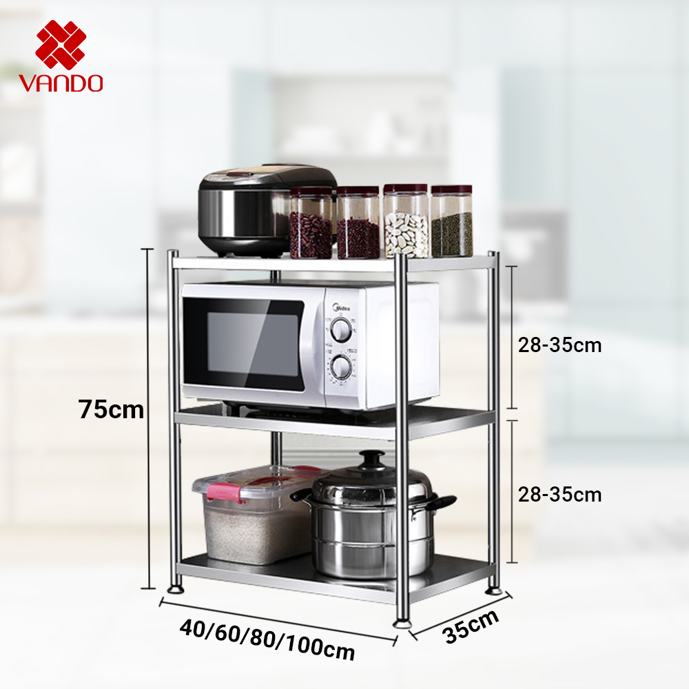 𝐑𝐨̣̂𝐧𝐠 40/𝟔𝟎𝐜𝐦/𝟖𝟎𝐜𝐦 - Kệ để đồ bếp Inox 304 (Để nồi cơm điện, lò vi sóng, lò nướng, gia vị...)