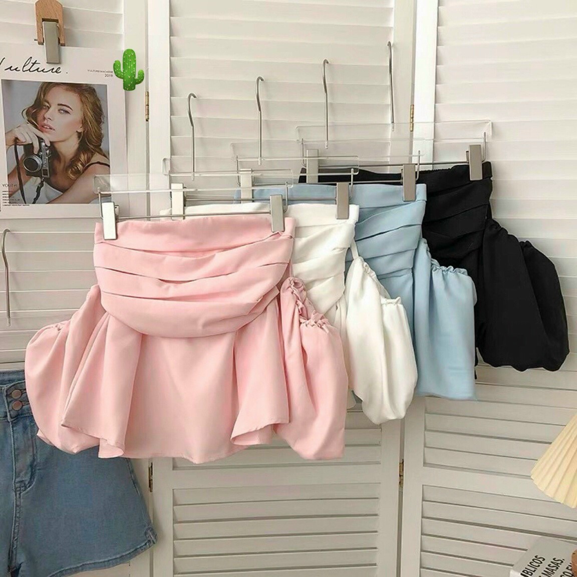 Áo kate hàn dày bẹt vai hai tay ngắn phồng bồng bềnh công chúa ttpk0554
