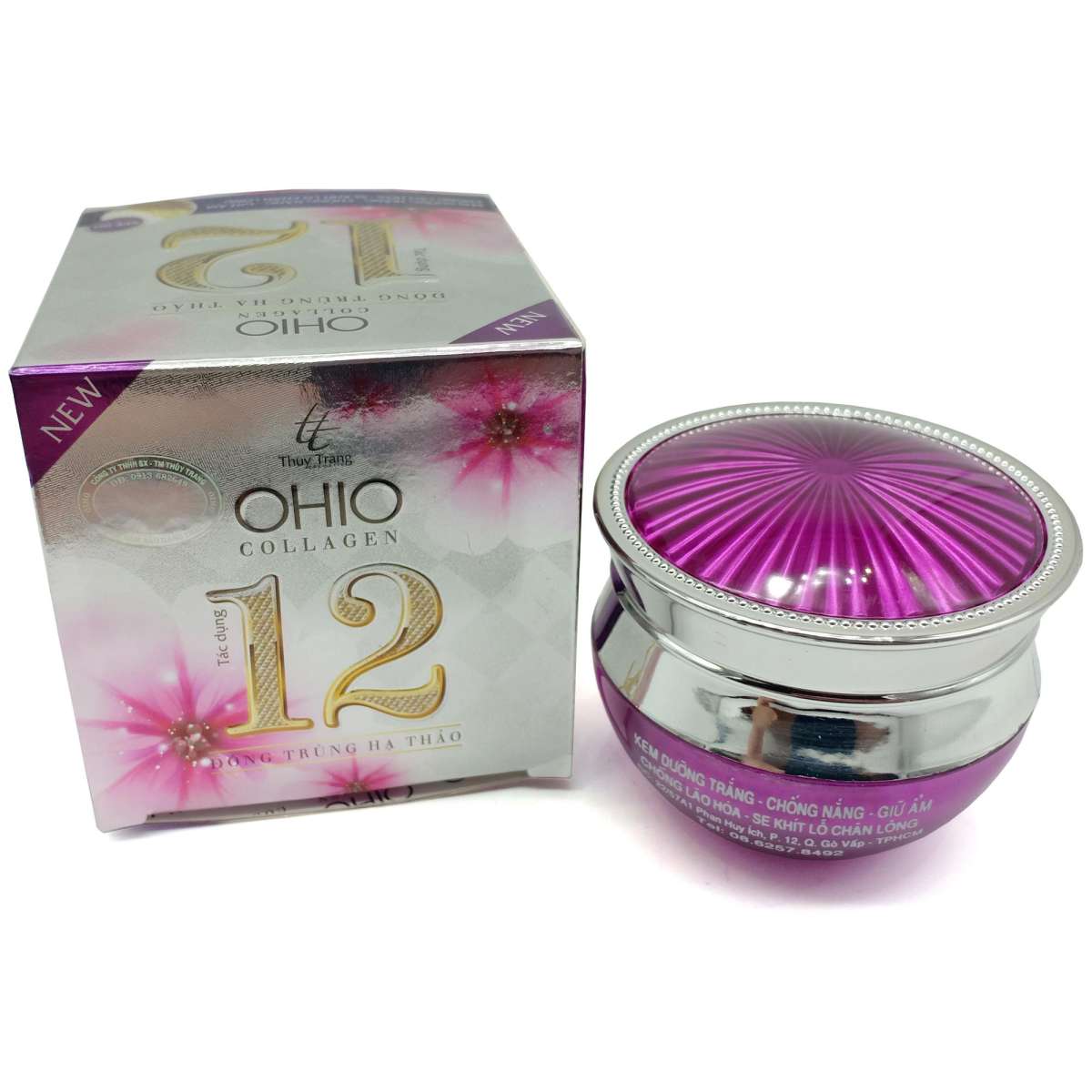 [HCM]Kem Ohio Collagen - Đông trùng hạ thảo dưỡng trắng - Chống nắng - Giữ ẩm - Chống lão hóa - Se khít lỗ chân lông 12 tác dụng 30g